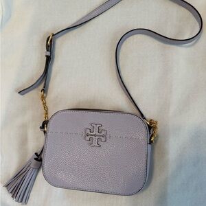 Tory Burch Lilac Leather Crossbody with Tassel